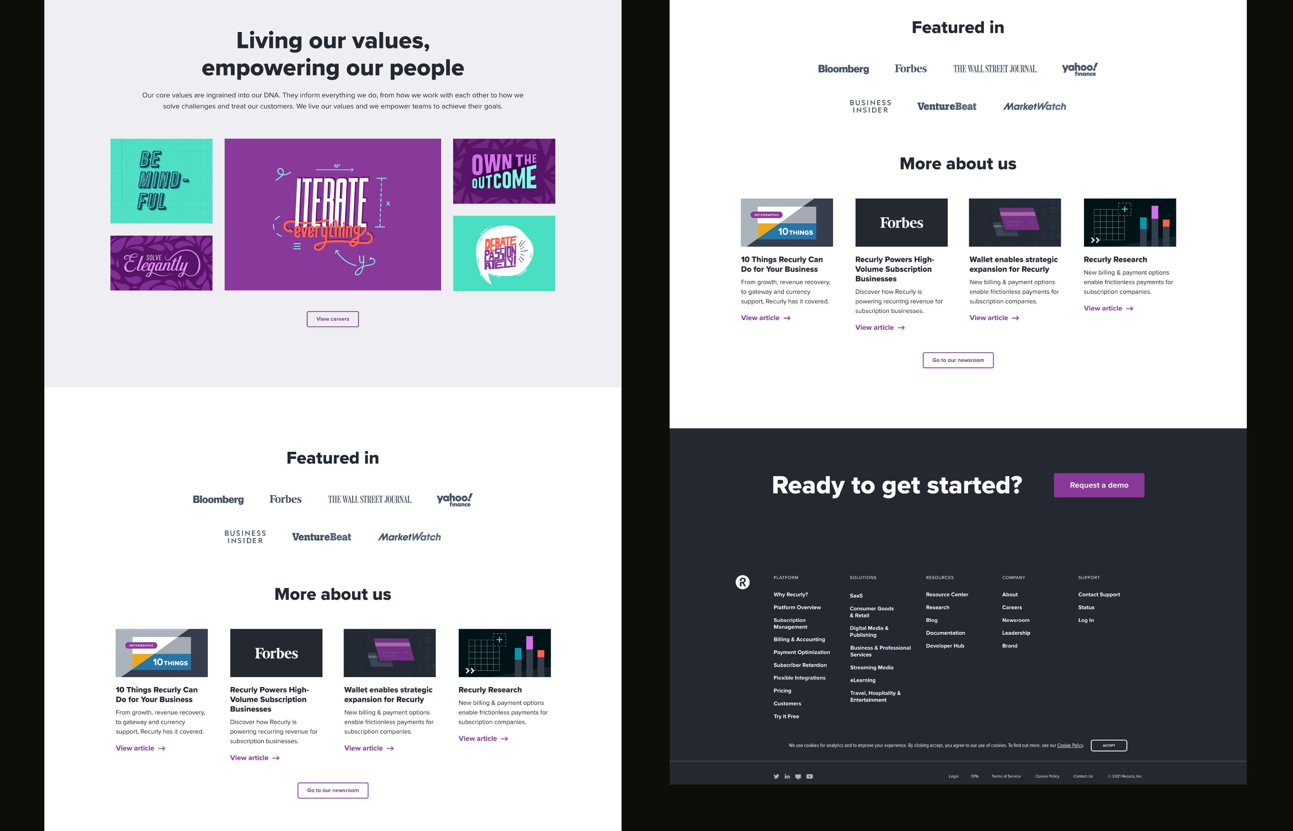 Design of Recurly Company page.