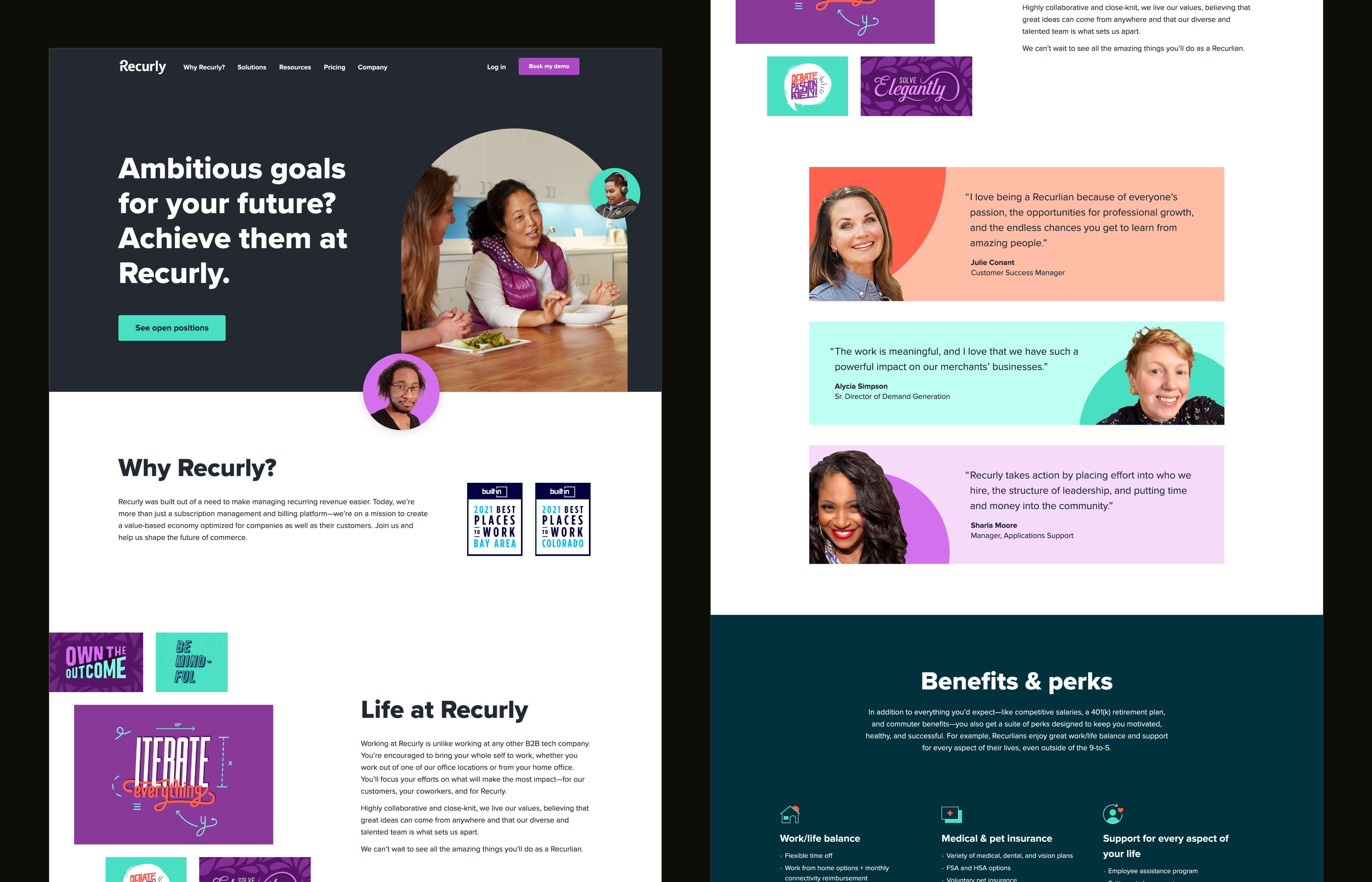 Design of Recurly Careers page.